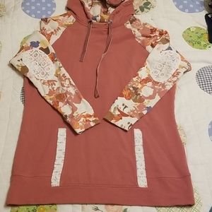 Floral and lace hoodie